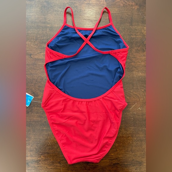 Women’s red lifeguard bathing suit - Picture 2 of 4